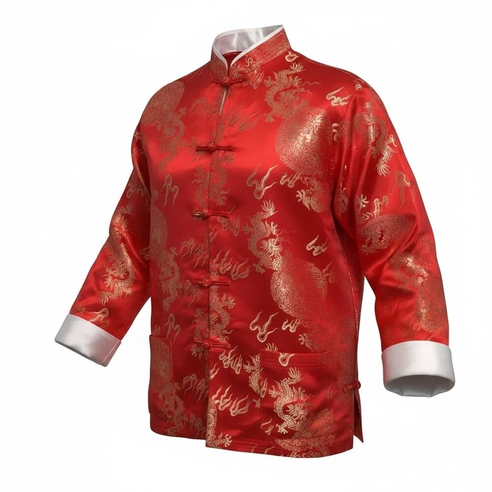 Traditional Tang Bright Red Suit jacket (Tangzhuang) Festive Ceremonial Wear XL
